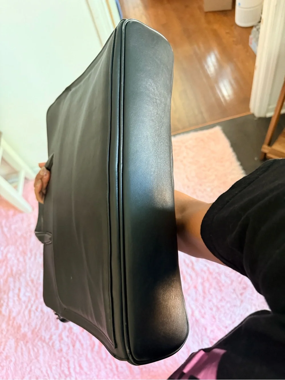 MCM Black Leather Laptop Briefcase with Detachable Strap